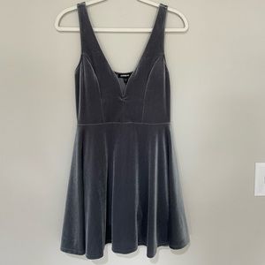 grey velvet dress